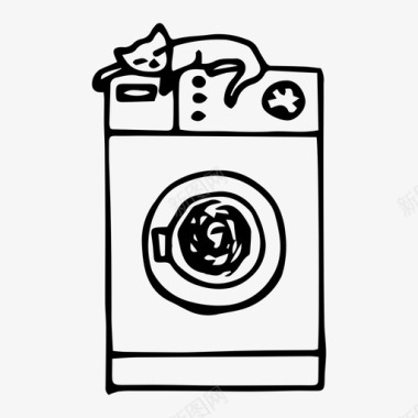 洗衣机洗衣机猫清洁图标