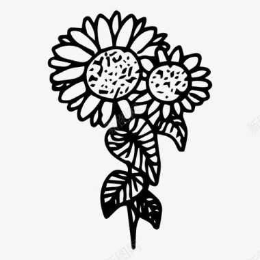 手绘花束花朵花朵手绘向日葵图标