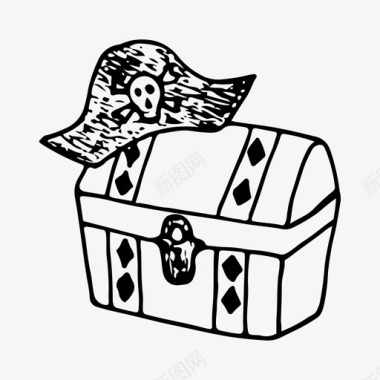 海盗箱箱子手绘图标