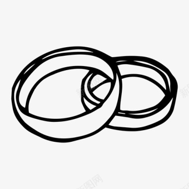 新婚夫妇结婚戒指手绘爱情图标