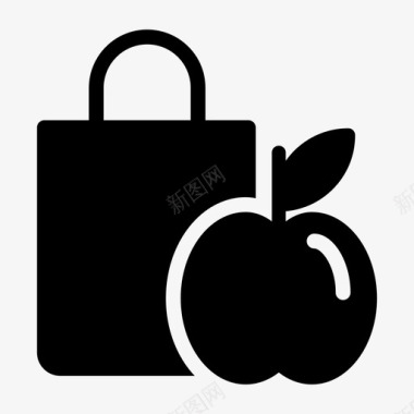 苹果购物袋饮食电子商务图标