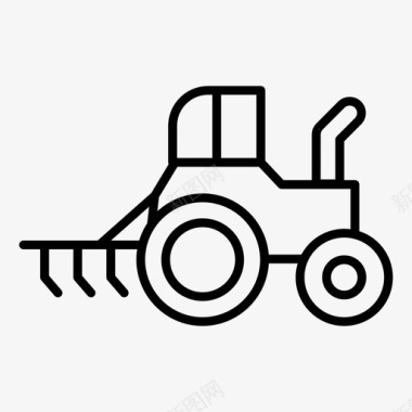 犁地农用拖拉机收获图标