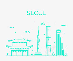 时尚高端新加坡首尔世界着名城市标志性建筑地标矢量设素材