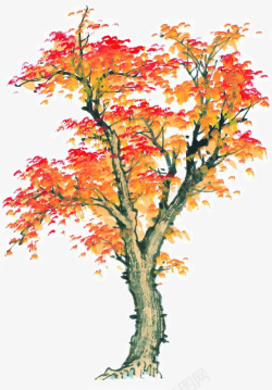 唯美水彩树木手绘墨迹树叶盆栽园艺花卉叶子免扣透明设素材