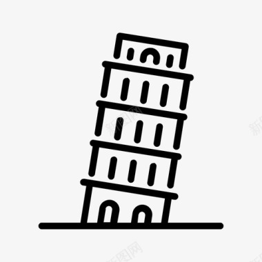 比萨斜塔建筑城市图标