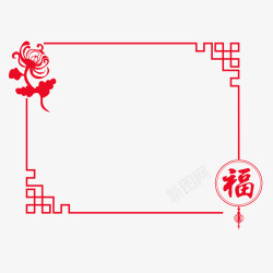 中国风传统大红色喜庆新年边框宣传栏文本框设计素材
