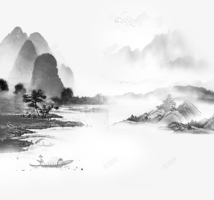 中国风山水远山大气模板墨水png免抠素材_88icon https://88icon.com 中国 国风 山水 远山 大气 模板 墨水