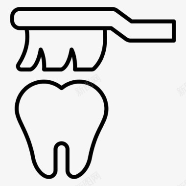 有关牙齿牙齿护理牙齿和刷子牙刷口腔卫生图标