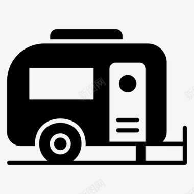 旅行车露营车旅游和度假实心图标集图标