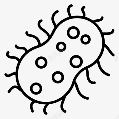 细菌微生物科学和医学线向量图标集图标