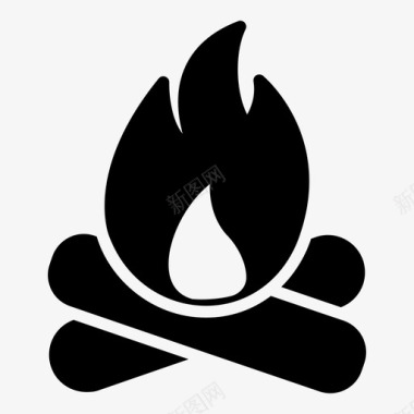 火篝火燃烧的木头图标