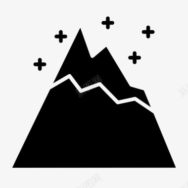 插画山水高山山水雪图标