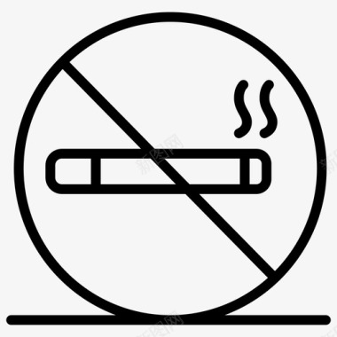 禁止吸烟警告标志卫生保健线矢量图标集图标