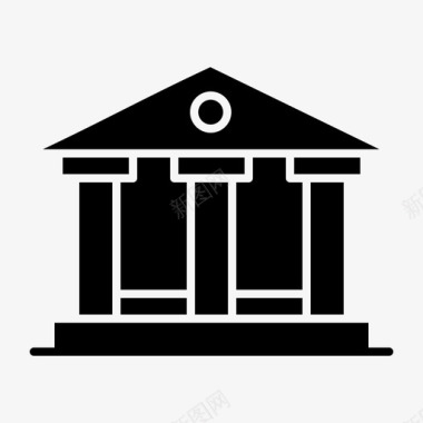 银行建筑货币图标