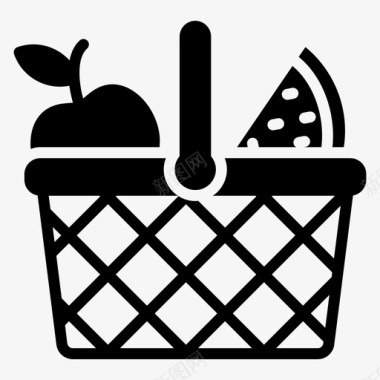 柳条果篮菜篮子食物桶图标