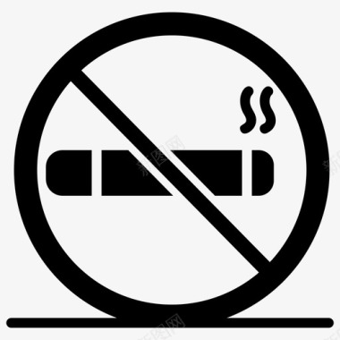 禁止吸烟警告标志卫生保健字形矢量图标集图标