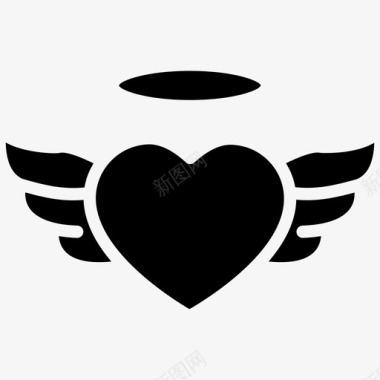 天使和爱的翅膀心的爱图标
