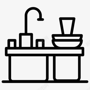卫生保健干净的厨房干净的水槽家政服务图标