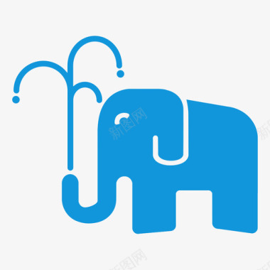 大象背影大象喷水图标
