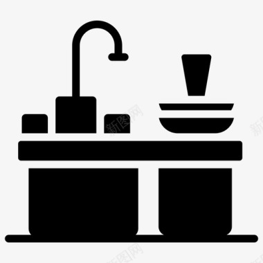 干净的厨房干净的餐具干净的水槽图标