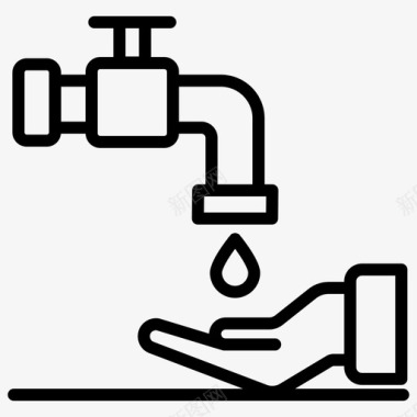 卫生保健洗手水管水灌溉图标