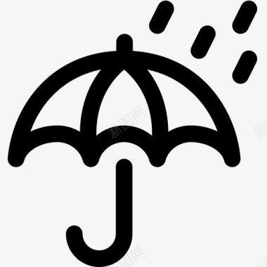 扁平素材防潮雨伞防雨图标
