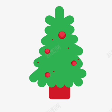 扁平卡通圣诞树树图标