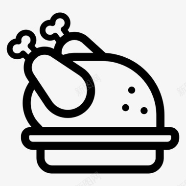 火鸡字母烤鸡食物餐图标