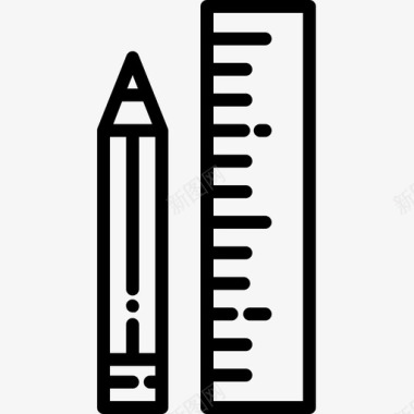 铅笔线铅笔和尺子学校文具图标