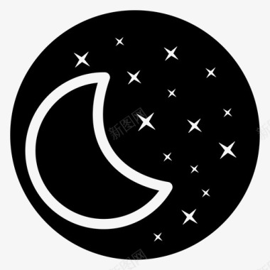 阴天夜景半月自然图标