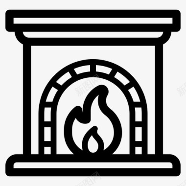 柳枝温暖壁炉篝火圣诞节图标