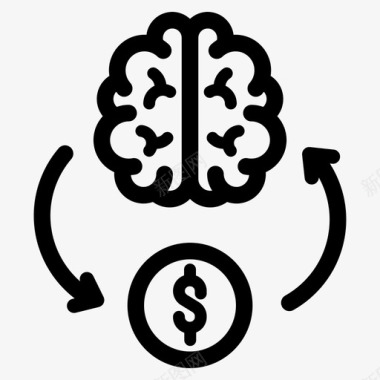 财富金钱符号知识财富大脑交换图标