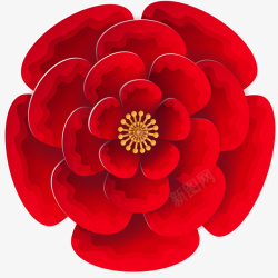 中国红立体花朵素材