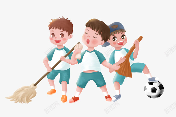 三个小孩子初中png免抠素材_88icon https://88icon.com 皮球 校服 初中 孩子