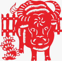 牛年剪纸素材素材