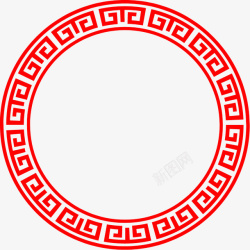 圆形云纹中国传统古典回纹边框元素高清图片