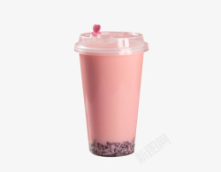 草莓味的珍珠奶茶素材