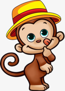 卷尾巴戴着小帽子的可爱猴子高清图片