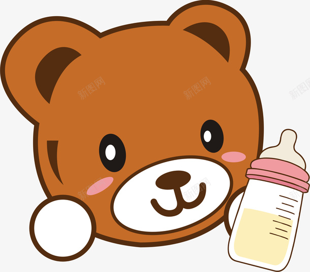 卡通小熊手拿奶瓶png免抠素材_88icon https://88icon.com 卡通 小熊 奶瓶 棕色