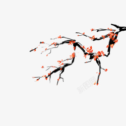 梅花背景装饰梅花树枝水墨元素图高清图片