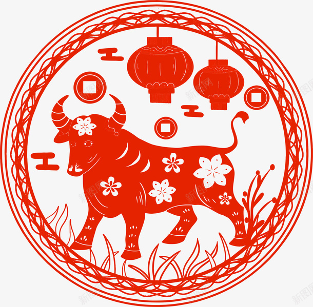 牛年剪纸窗花2png免抠素材_88icon https://88icon.com 剪纸牛 牛年剪纸 窗花 新年窗花 牛年窗花 剪纸 矢量牛