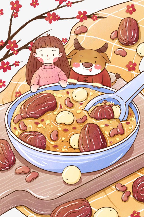 冬天腊八节腊八粥梅花手绘人物psd_88icon https://88icon.com 冬天 腊八节 腊八粥 手绘人物 梅花