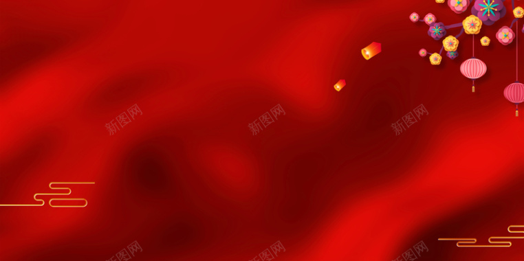 红色春节元素背景图背景