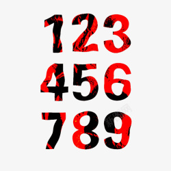 变形数字红黑色扭曲数字素材2高清图片