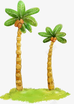 两棵椰子树装饰元素素材