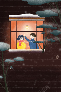 卡通冬季情侣背景图背景