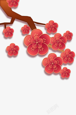 新春挂历装饰中国年梅花元素高清图片