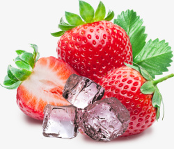水果草莓冰块组合素材