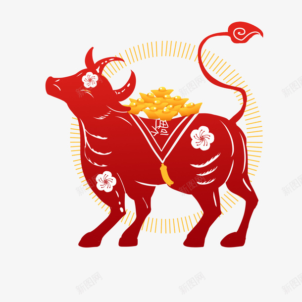 2021新年牛剪纸png免抠素材_88icon https://88icon.com 12生肖牛 2021年 剪纸生肖 新年元旦 生肖牛