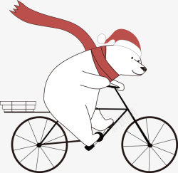 骑自行车圣诞北极白熊高清图片